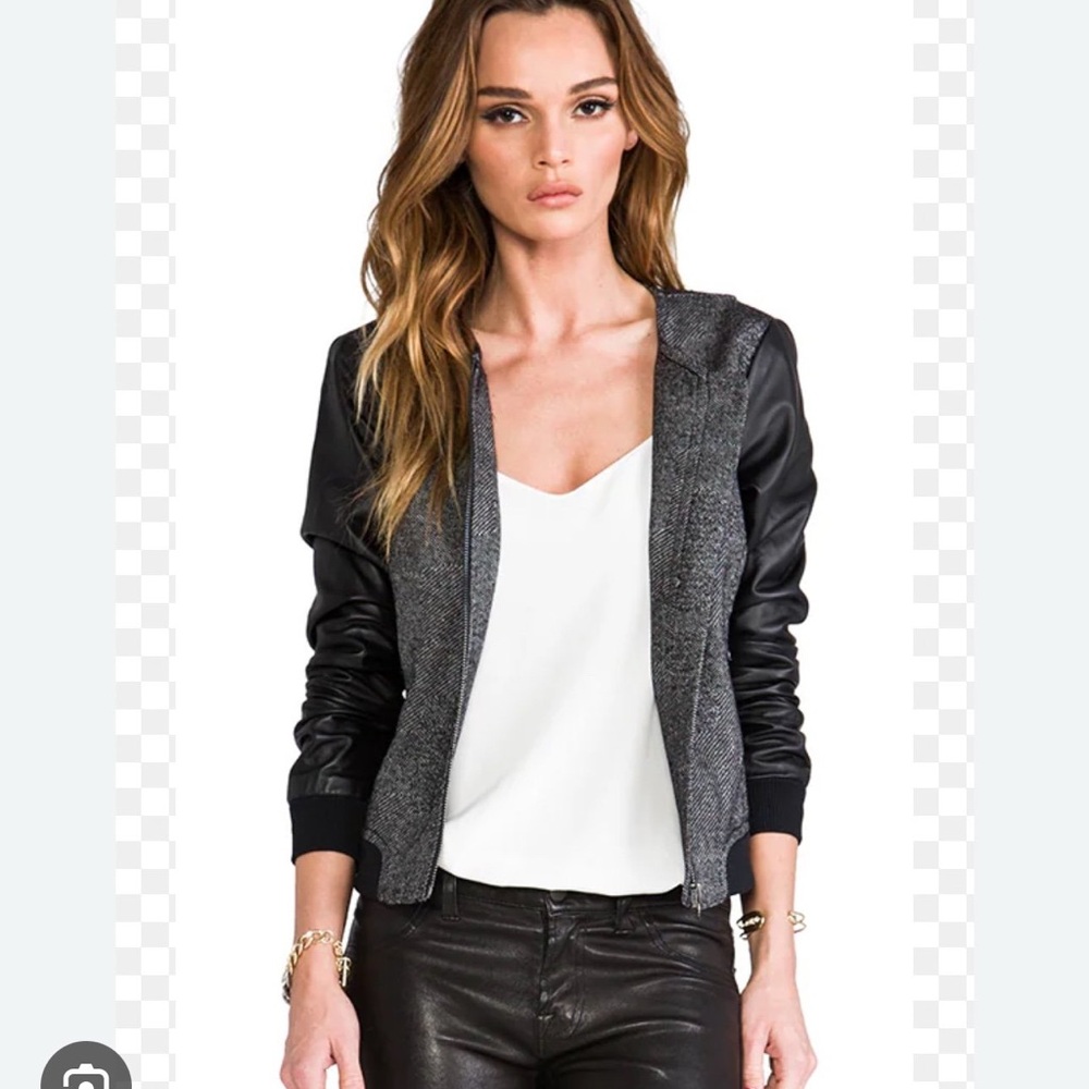 Trina Turk Black and Gray Blazer with Tailored Fit and Open Front